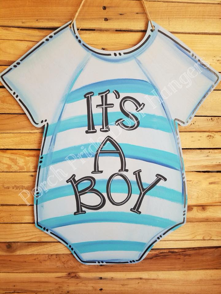 Baby Boy Announcement Stroller Door Hanger – Porch Pride Door Hangers