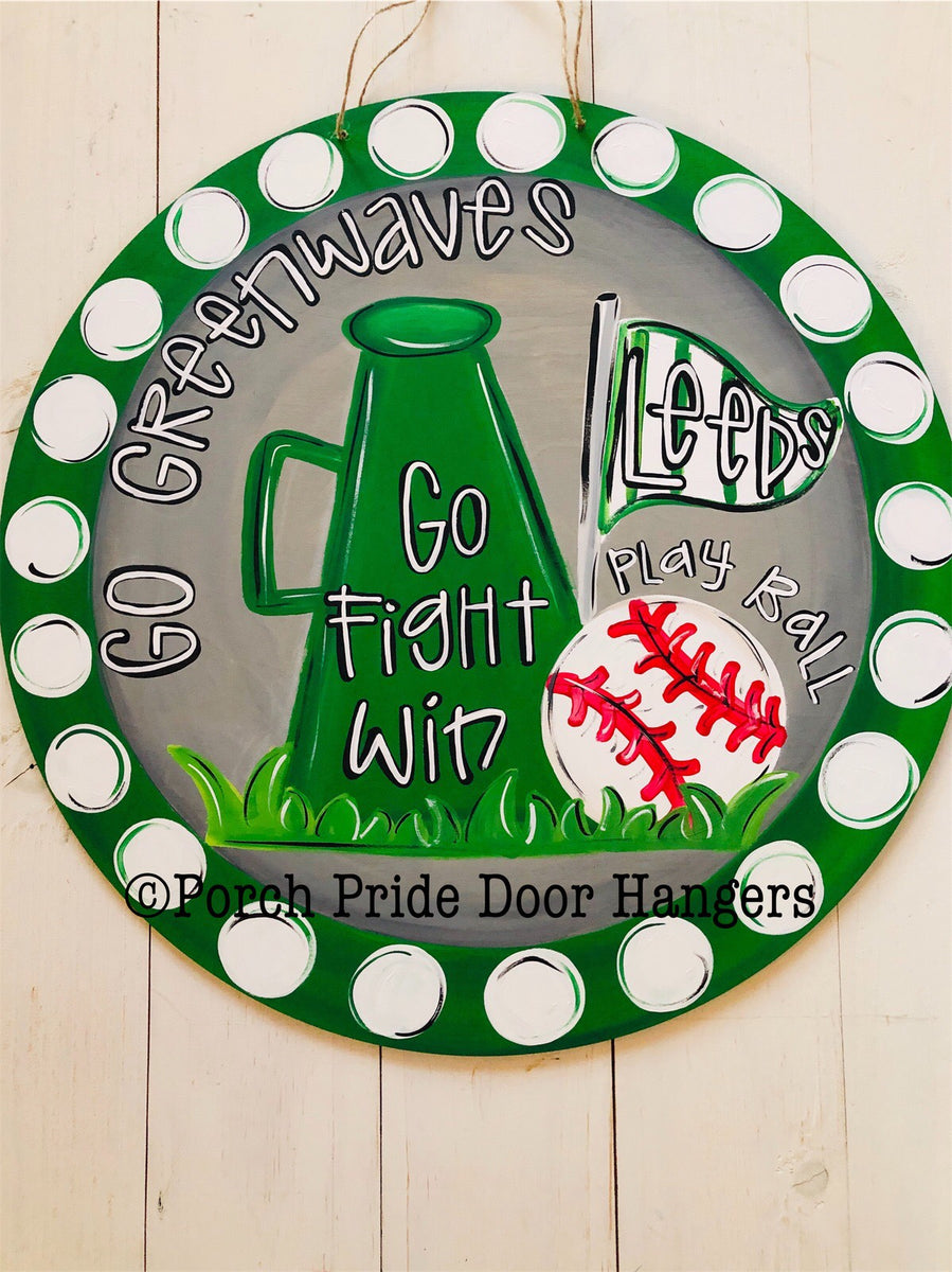 Leeds Green Wave Baseball and Cheer Door Hanger Porch Pride Door Hangers