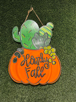 Cactus in a Pumpkin Fall Door Hanger