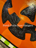 Glitter Jack-o-lantern Pumpkin Halloween Door Hanger