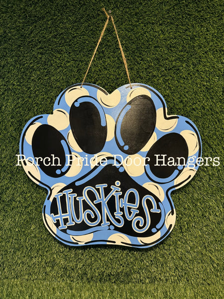 Huskies Paw Print Door Hanger