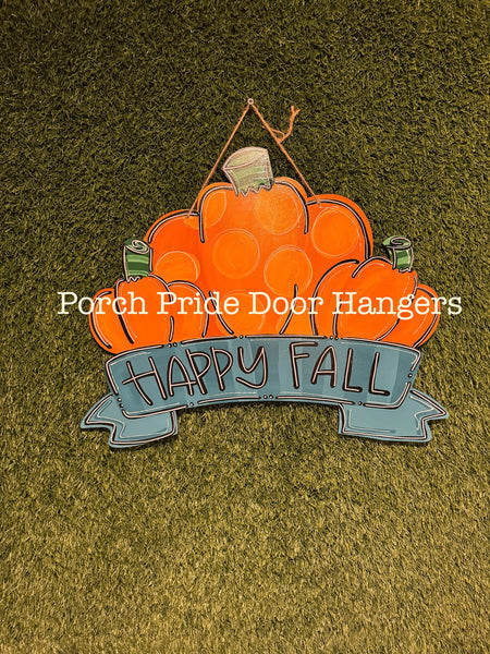 Three Pumpkins Fall Door Hanger