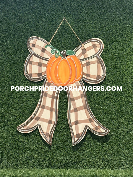 Bow Pumpkin Door Hanger