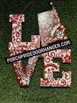 Chinoiserie Alabama Crimson and White Love Door Hanger