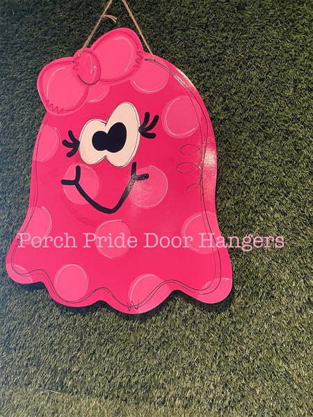 Pink Ghost Halloween Door Hanger