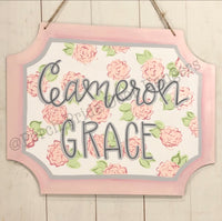 Baby Announcement Cameron Grace Door Hanger