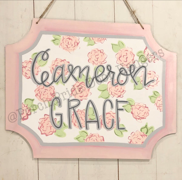 Baby Announcement Cameron Grace Door Hanger
