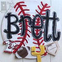 Baby Announcement Sports Baseball Brett Door Hanger