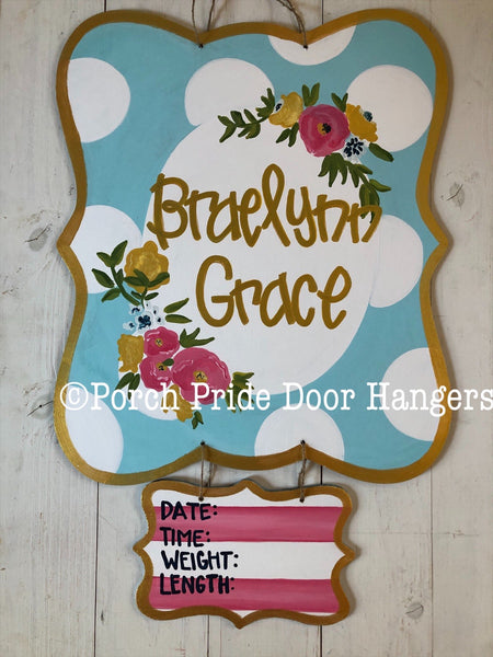 Braelyn Grace Style Custom Hospital Baby Door Hanger