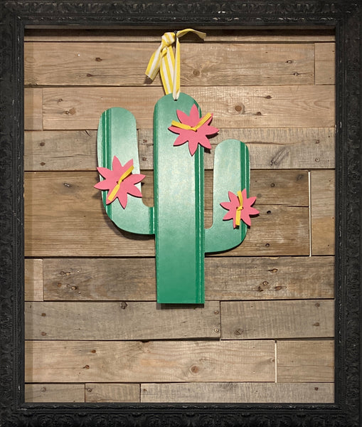 Cactus with Pink Flowers Door Hanger