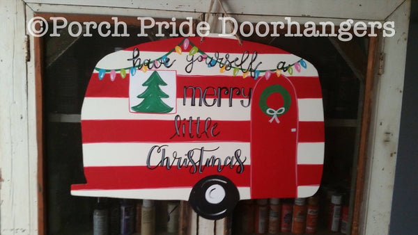 Camper Christmas Door Hanger