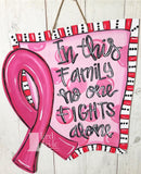 Breast Cancer Pink Ribbon Door Hanger