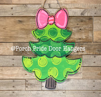Christmas Tree with a Pink Bow Door Hanger