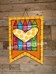 Crayon Teacher Heart Door Hanger