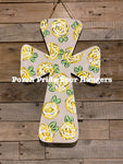 Cross with Flowers Door Hanger