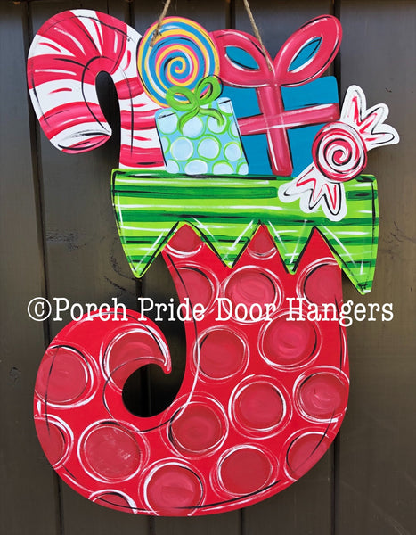Custom Christmas Stocking with Presents Door Hanger