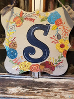 Custom Letter with Flowers Door Hanger