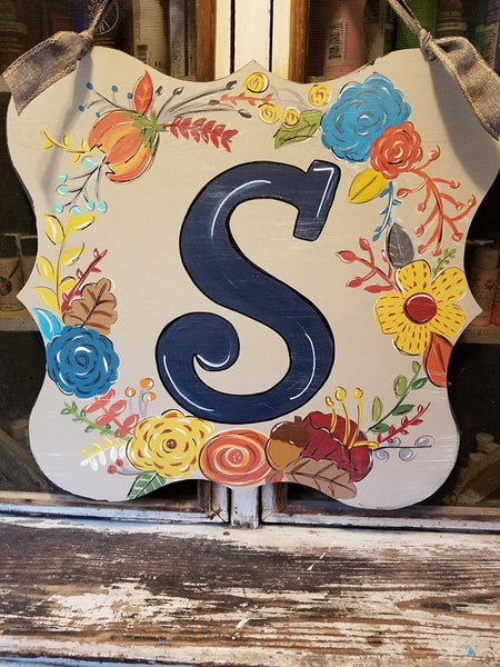 Custom Letter with Flowers Door Hanger
