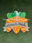Easter Three Carrots Welcome to our Patch Door Hanger