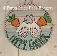 Easter Bunny Digging in a Basket Door Hanger