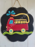 Firetruck Scalloped Door Hanger