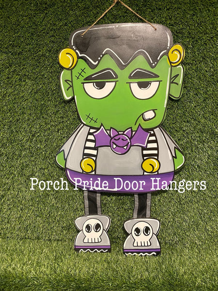 Frankenstein Halloween Door Hanger with Feet