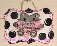 Happy Meowentines Day Valentines Cat Door Hanger