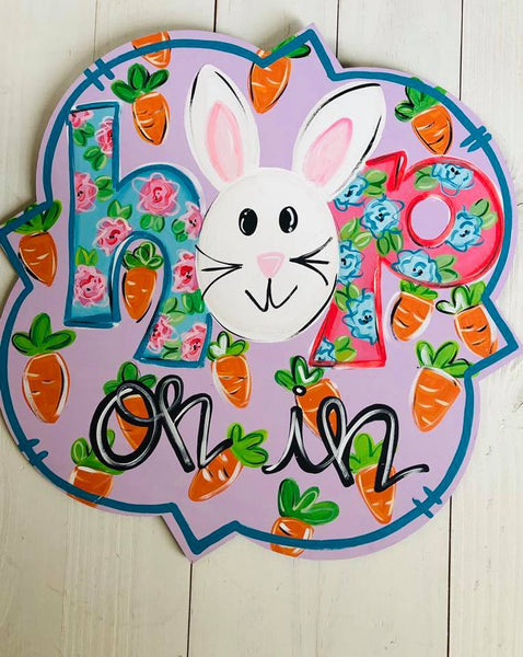 Hop On In Easter Bunny Door Hanger