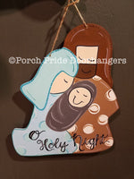Mary Joseph and Baby Jesus Holy Night Christmas Door Hanger
