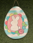 Modern Easter Egg with Bunny Door Hanger