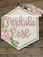 Myckala Rose Birth Announcement Baby Door Hanger