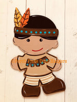American Indian Boy Fall Thanksgiving Door Hanger