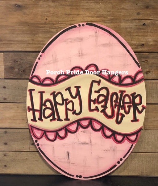 Pink Scalloped Egg Easter Door Hanger