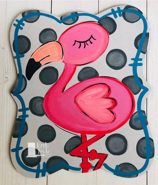 Pink Flamingo Door Hanger