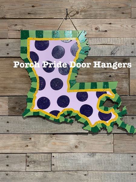 State of Louisiana Mardi Gras Door Hanger