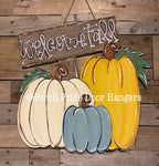Welcome Fall Sign with Pumpkins Door Hanger