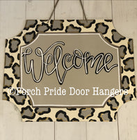 Welcome Cheetah Print Door Hanger