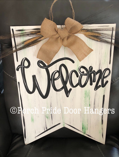 Welcome Sign Custom  Door Hanger with Bow