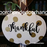 Pumpkin Door Hanger White - Thankful