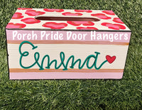 Wooden Hand Painted Valentines Mailbox with Red Cheetah and Hearts