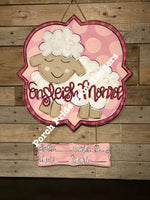 Sweet Lamb Baby Announcement Door Hanger