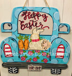 Bunny in Truck Happy Easter Door Hanger