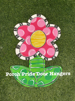 Pink Polka Dot  Flower Summer Door Hanger