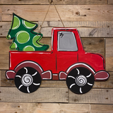 Merry Christmas Truck with Tree Door Hanger