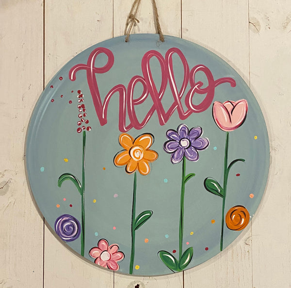 Hello Flowers Door Hanger