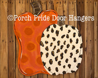 Cheetah Print Pumpkins Door Hanger