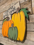 Happy Fall Sign with Pumpkins Door Hanger