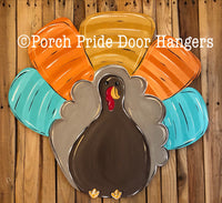 Fun Colorful Turkey Fall Door Hanger