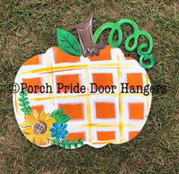 Pumpkin Fall and Halloween Door Hanger Plaid