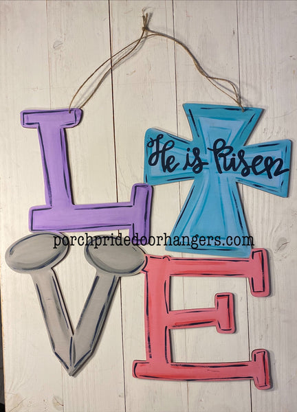 Love with the Nails Easter Door Hanger